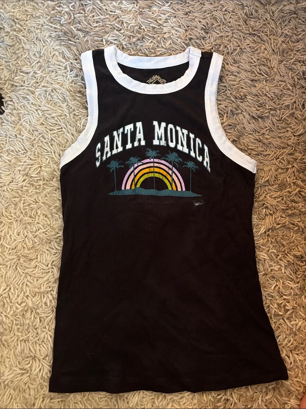 Santa Monica Black Tank Top with White Trim for Kids